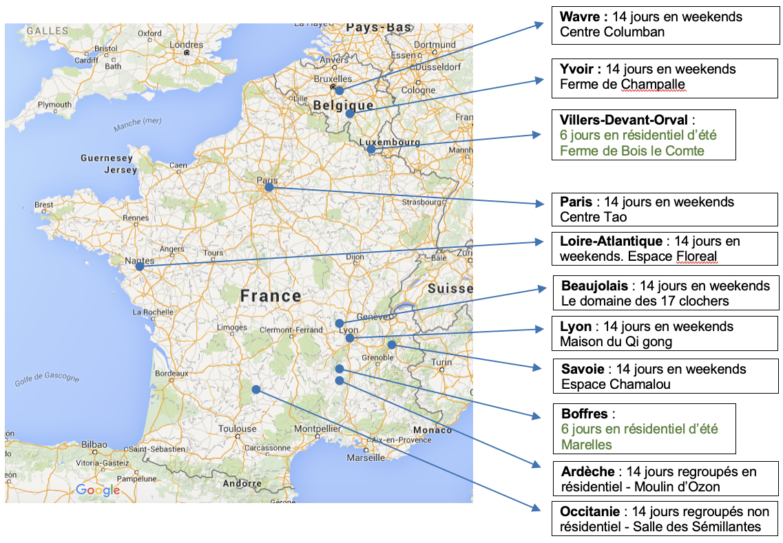Carte poles de formation dossier d’inscription Niveau I 2023_2024