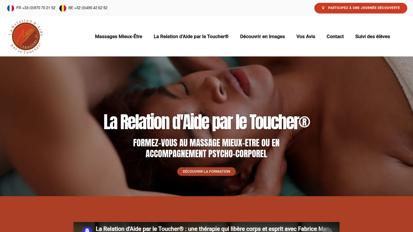 Capture de la page d’accueil de Relation d'Aide par le Toucher
